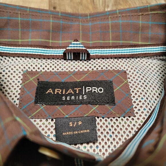 Ariat Pro Series Shirt Men's Small Brown Long Sleeve Button Down Work - Picture 3 of 8